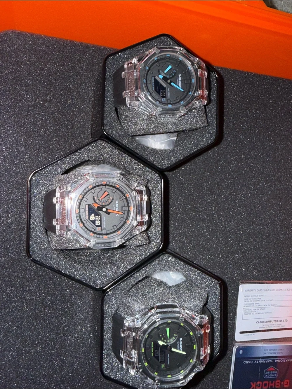 Casio G Shock Ap mods Clear Case Black Strap Men's lot -3
